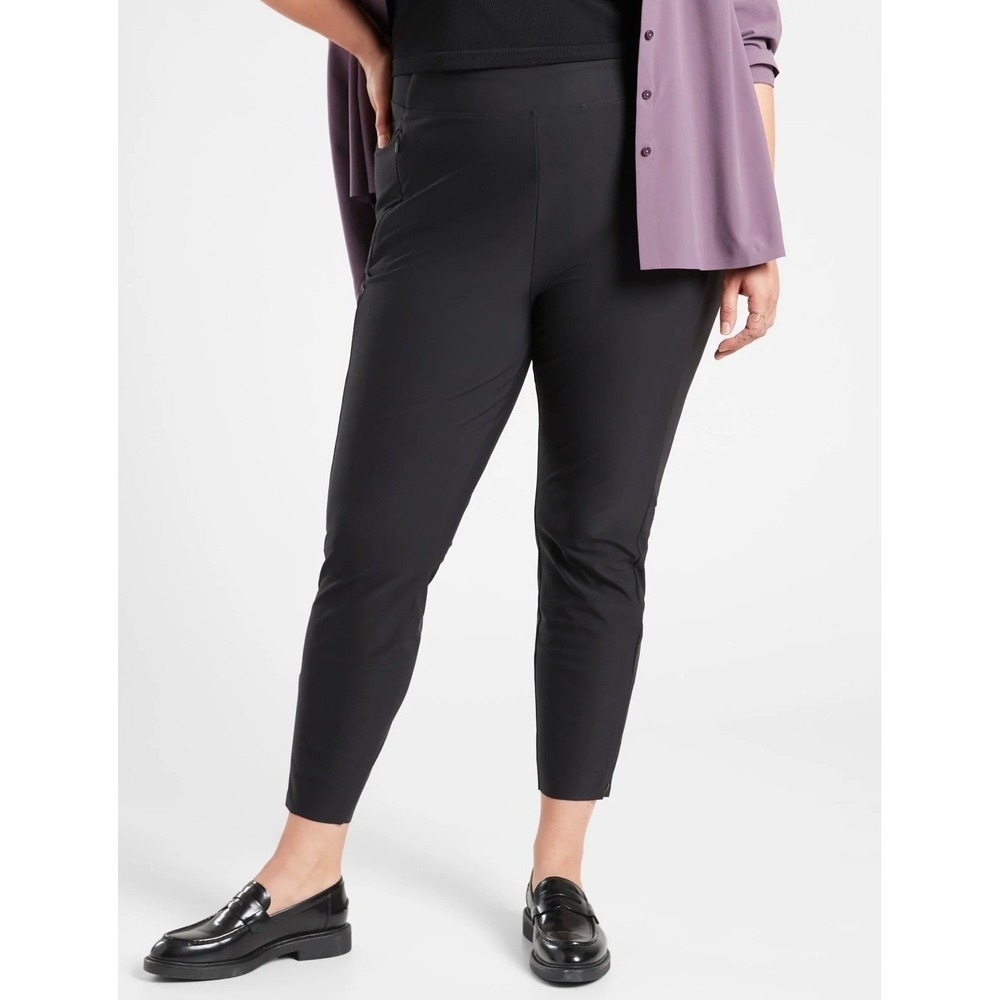 Athleta Stellar Tight Legging Pants Charcoal Grey Ankle Zip Women‎ 12 High Rise